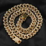 Vein Dynasty® 12mm Cuban Chain in 18K Gold-Plated Alloy with Crystal